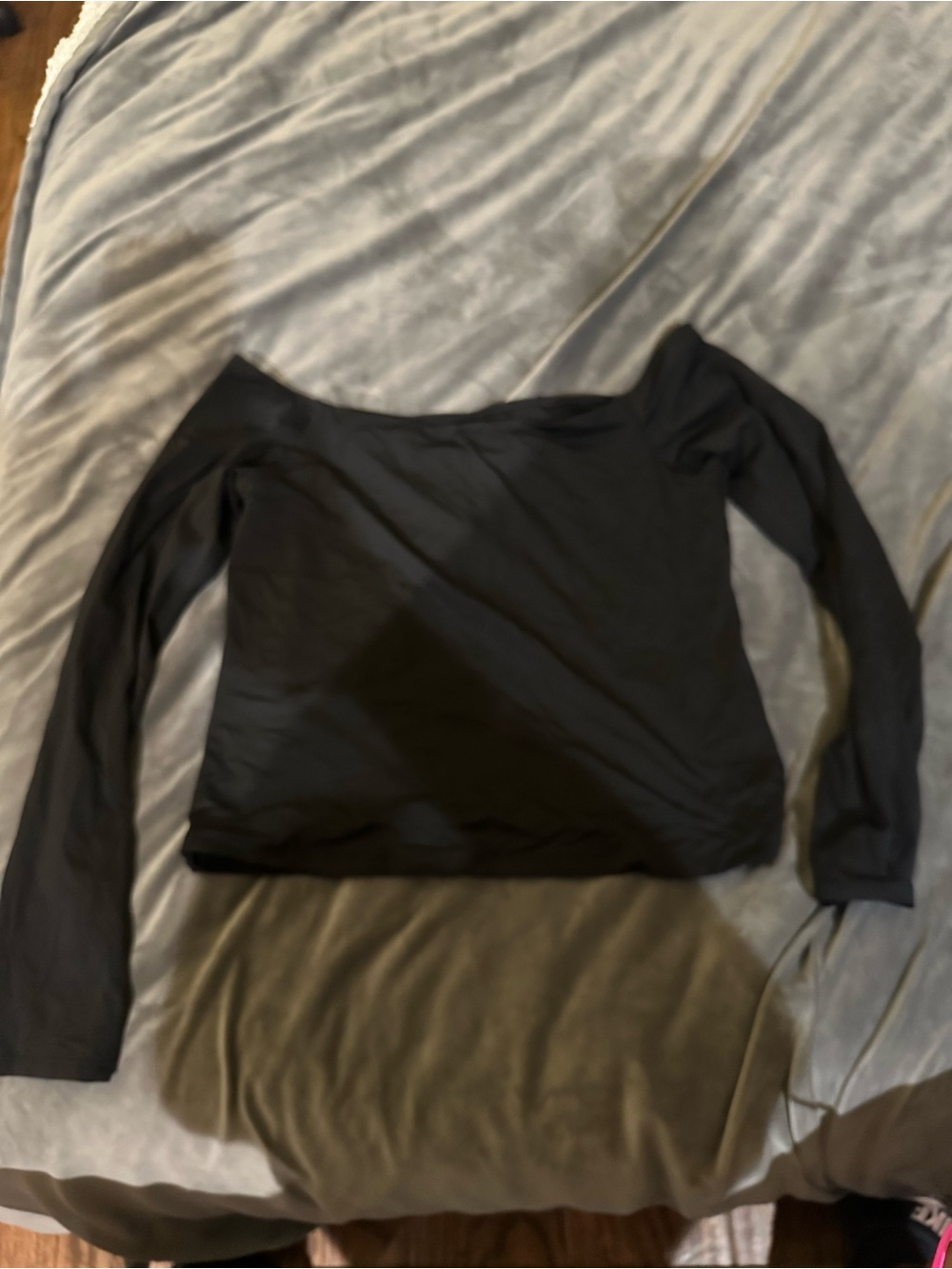 PINK Victoria's Secret Black Off-the-Shoulder Long Sleeve Top- XL